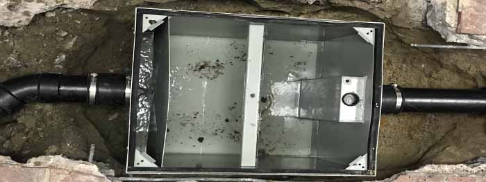 Grease Trap Leak Repair. Replacement of Grease Trap For Restaurant Underneath the Sink. Baffle T or Sanitatary T Repair For Commercial Grease Interceptor For Restaurants.