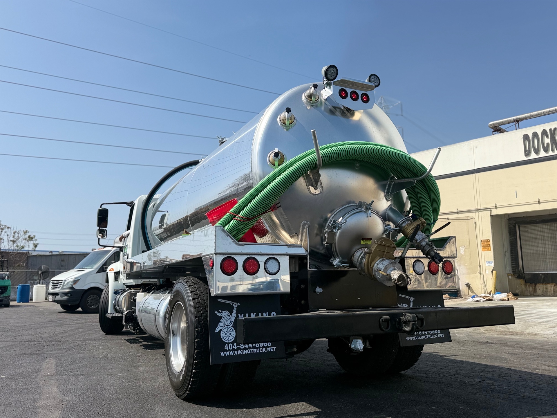 Vacuum truck prepared for commercial cooking oil and grease removal for used cooking oil collection in Orange, California
